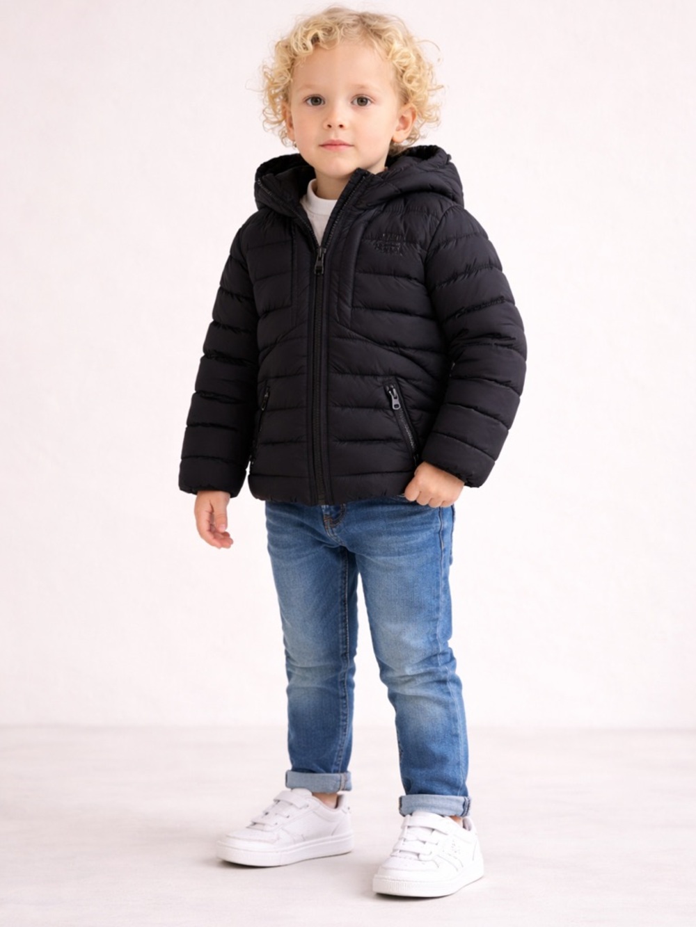 Diesel Boys Black Lightweight Puffer Jacket Size 6 Zip Front